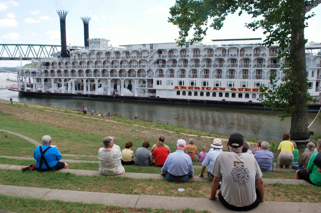Locals come down to the river to watch the steamboat activity. * Photo: Ted Scull