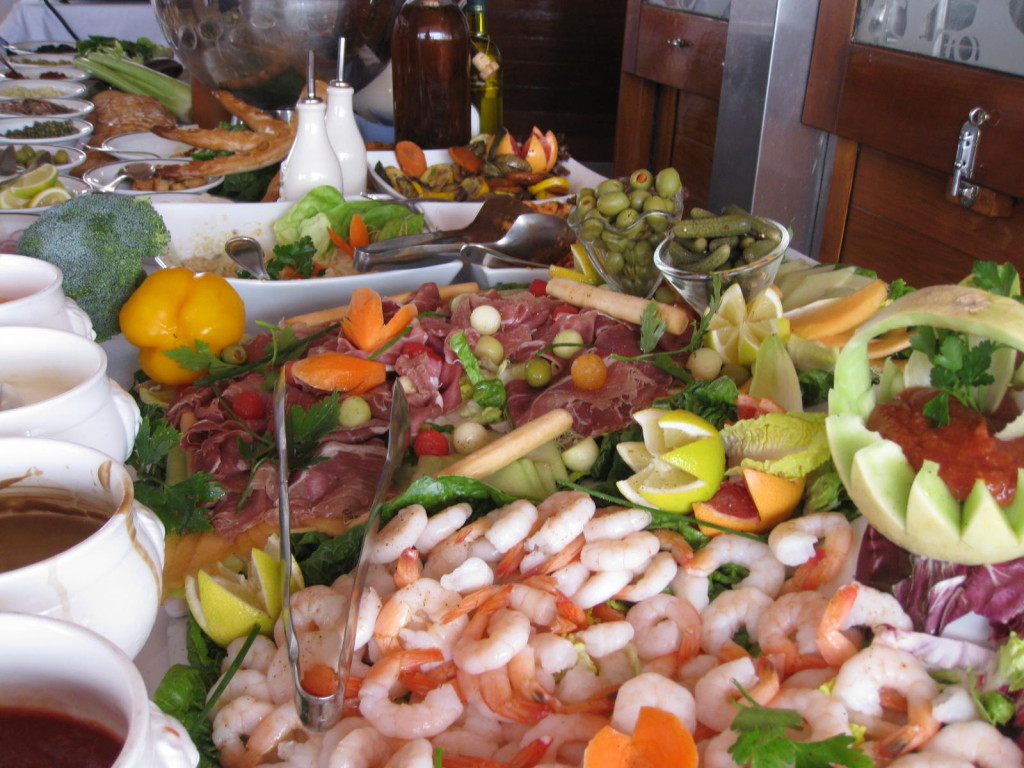 A typical delicious lunch buffet on board. Photo credit: Heidi Sarna