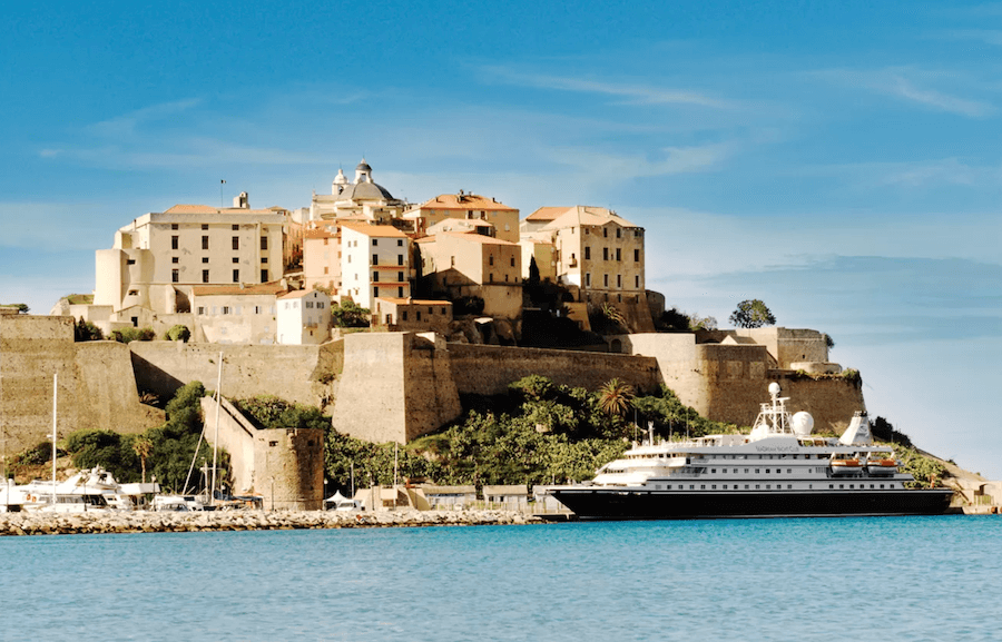 SeaDream Yacht Club Visits Bonifacio, southern Corsica, Italy.