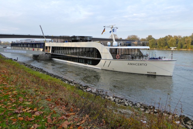 small ship cruising on the Rhine River aboard AMACERTO