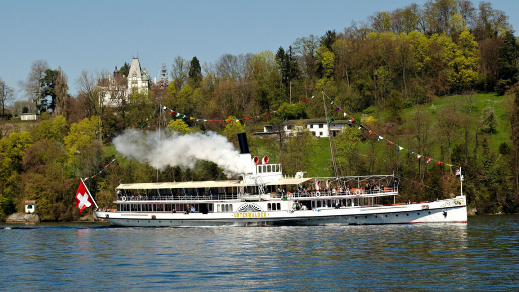 Swiss steamboat cruise on the sidewheeler Unterwalden