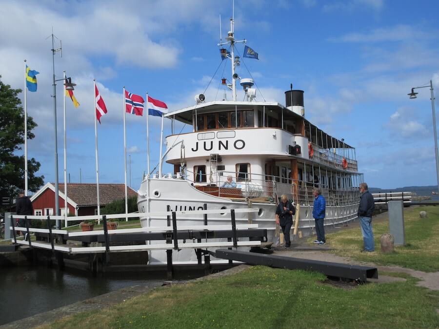 Juno passing through one of the Gota Canal system's many locks.