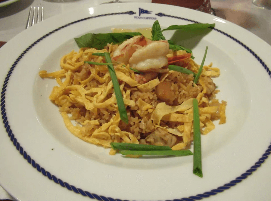 samples Pad Thai on a Star Clippers in Thailand