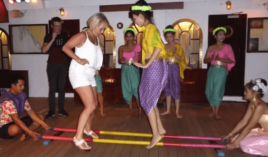 Thai folk dancing on Star Clippers in Thailand