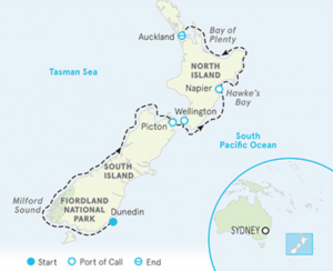 New Zealand Cruise & Cycle map
