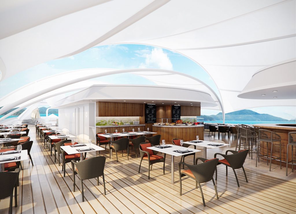 rendering of new spaces on Windstar's stretched ship