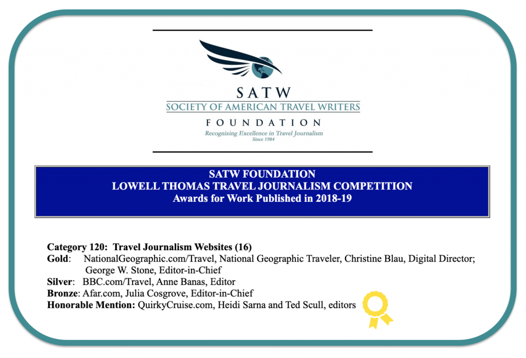 SATW Lowell Thomas Travel Journalism Award