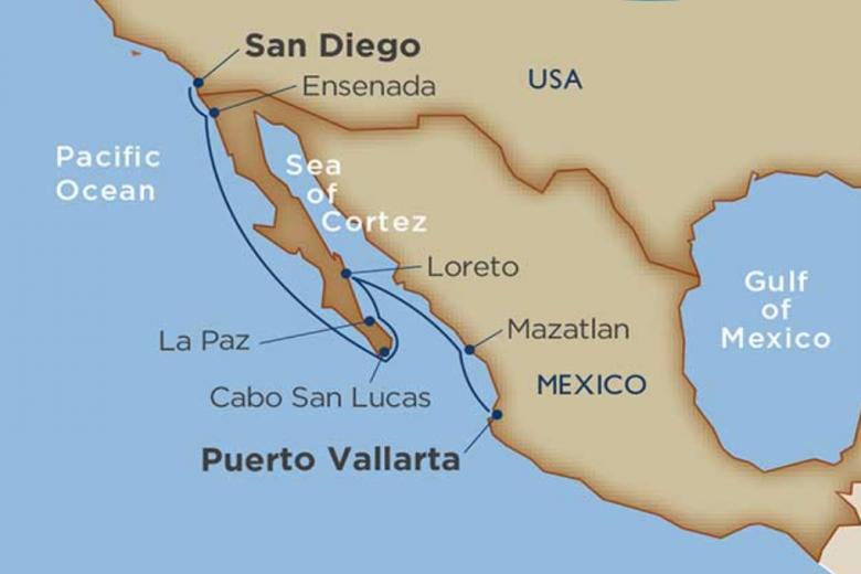 Windstar's Sea of Cortez cruise map - Quirky Cruise