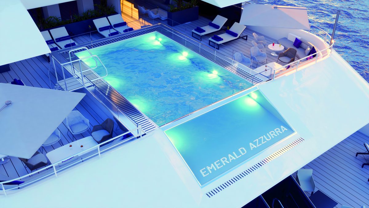 Emerald Azzuras glamorous infinity pool Rendering Emerald Yacht Cruises scaled 1