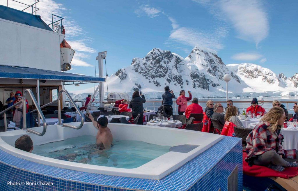 Hot tub on deck aboard Sea Spirit in Antarctica