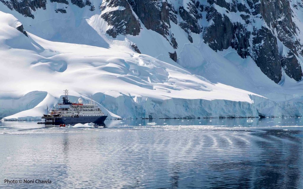 Sea Spirit moored in Antarctica