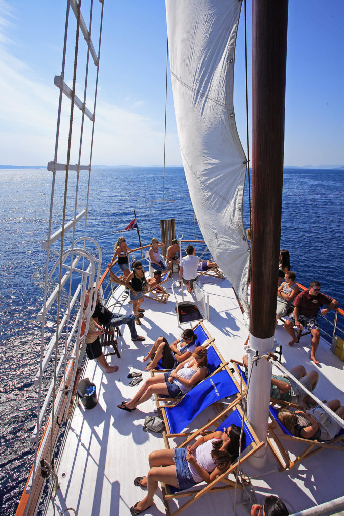 bustling deck on a Croatia cruise