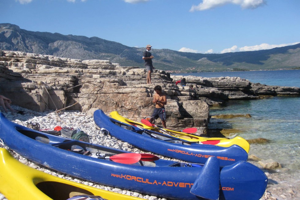 Kayaking to scenic Korcula Island in Croatia on a private charter