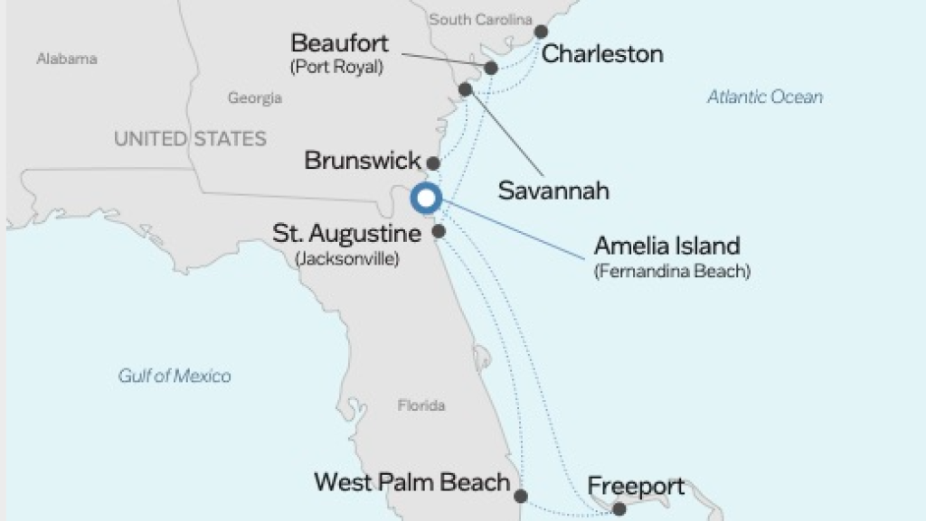 Victory Cruise Lines' Southeast U.S. itinerary