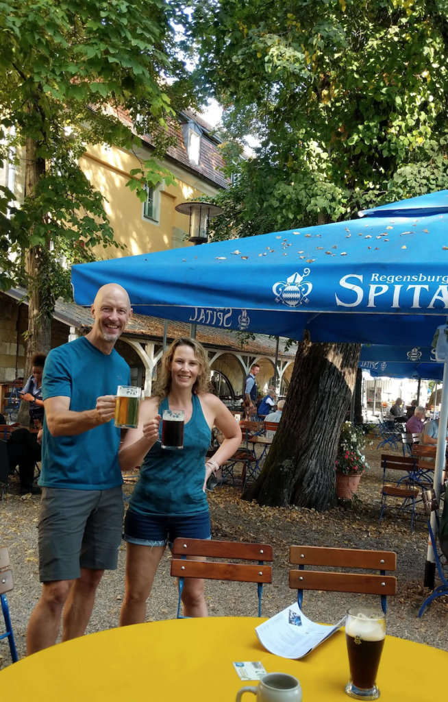 John & Colleen at the Beer Garden on the Danube River