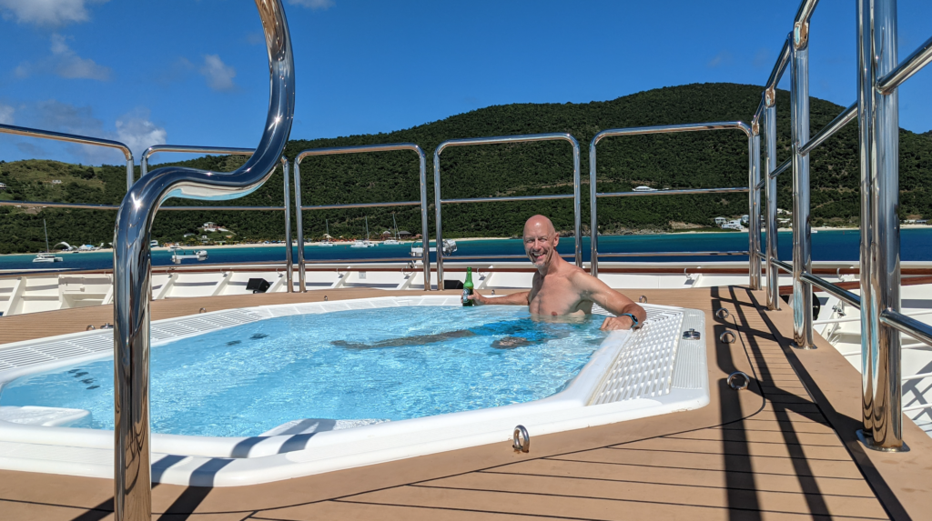 Hot tub at the bow of Crystal Endeavor