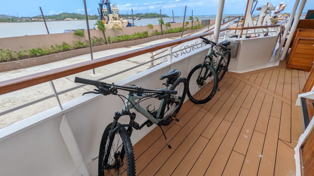 Bikes are carried on board Sea Dream II