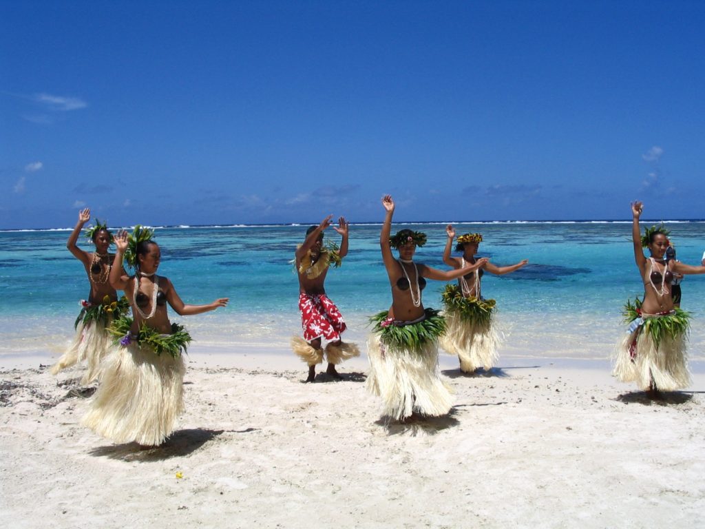 Dancers on Tahaa Motu in French Polynesia