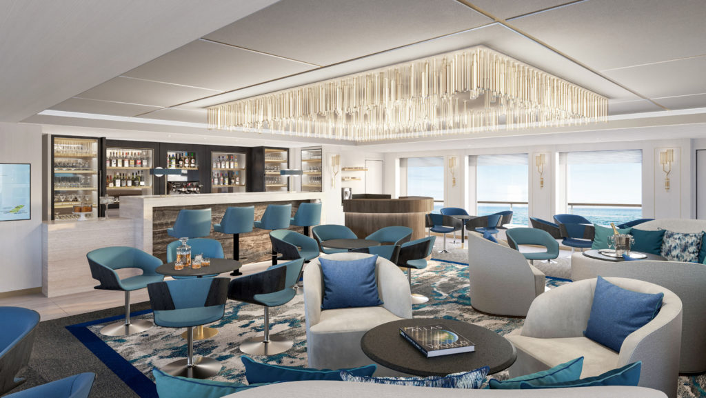 The reimagined Cove lounge of Lindblad's new National Geographic Islander II
