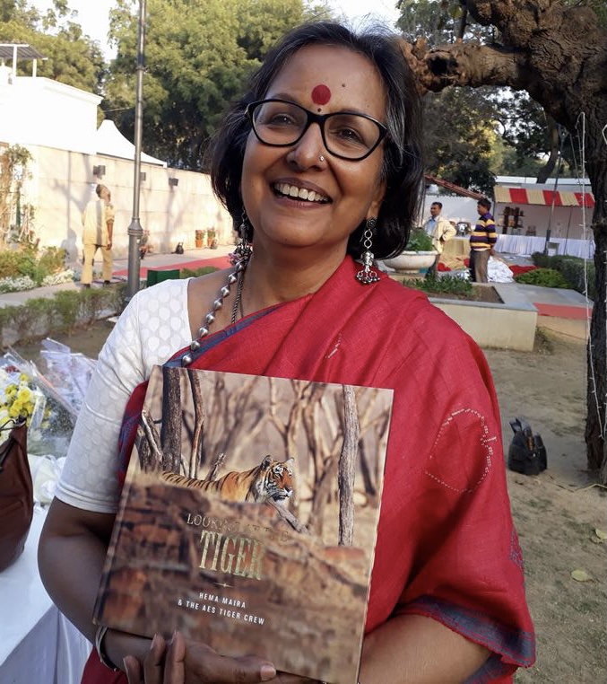 Hema with the book she co-authored, "Looking at the Tiger."