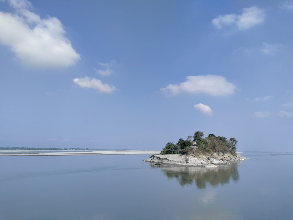 An island mid-river.