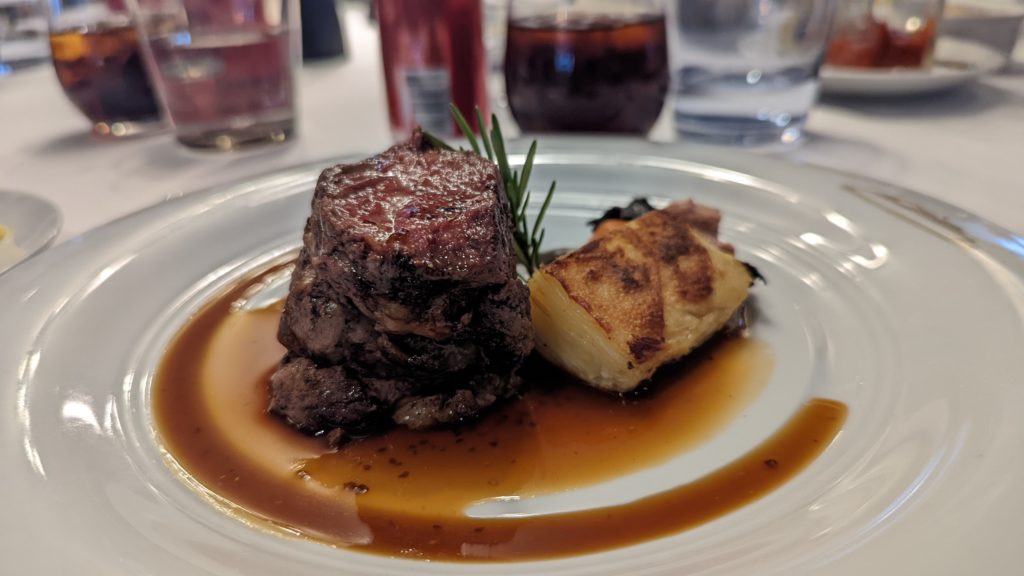 Steak in World Navigator's main restaurant