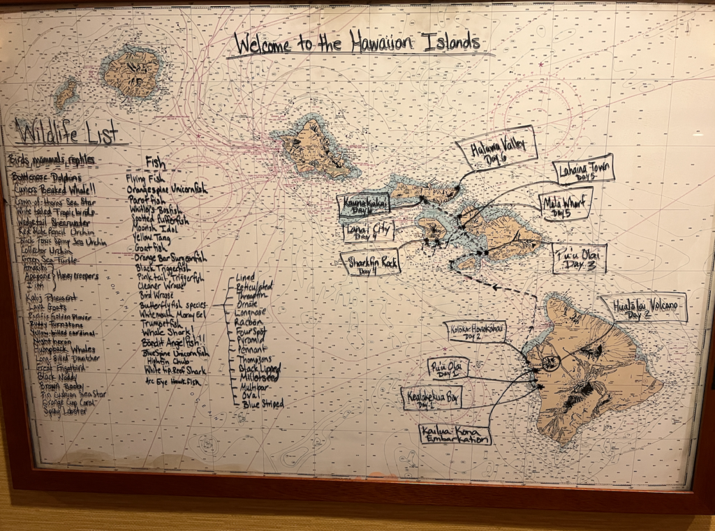 Hawaii route map and wildlife lis