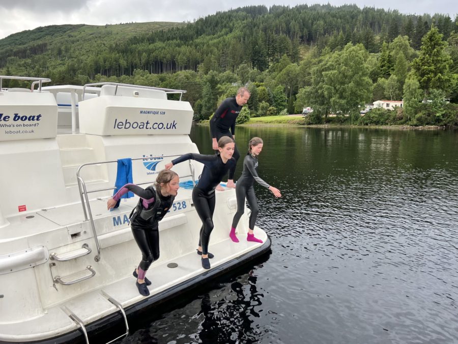 swimming on a Caledonian canal cruise