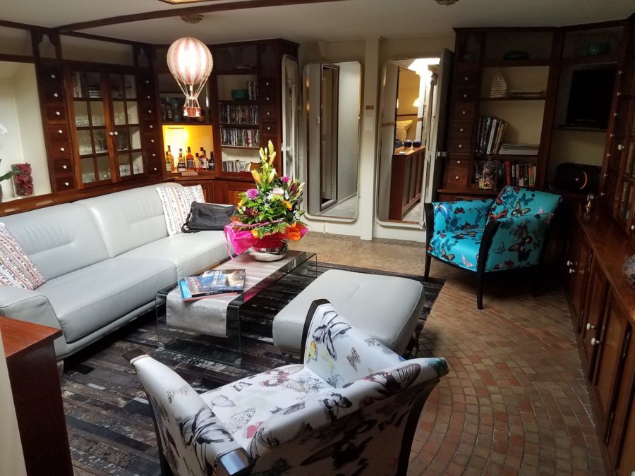 elegant interior lounge of Savannah Barge