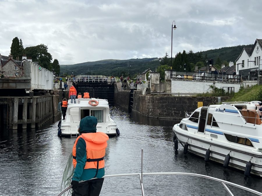 Fort Augustus Locks on a Caledonian Canal cruise with Le Boat