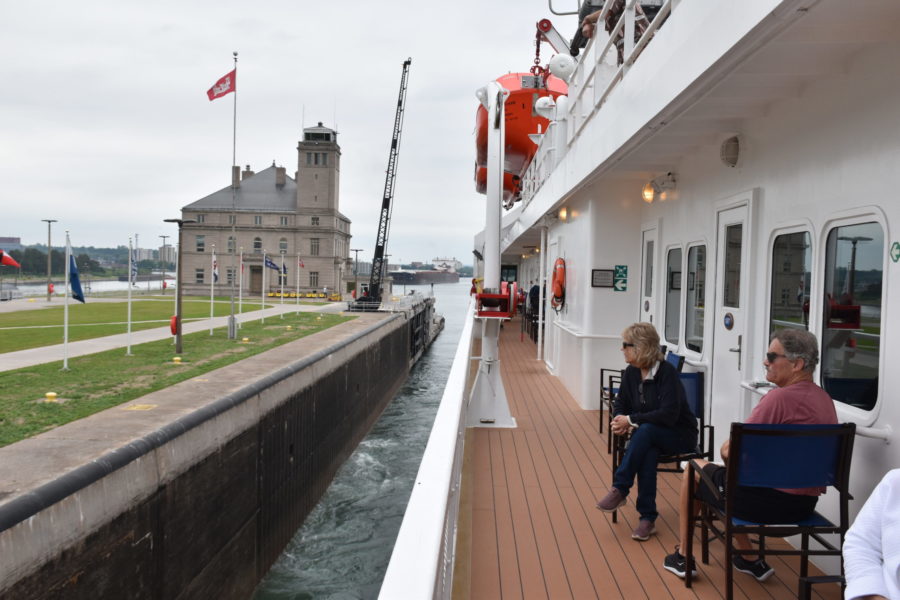 stone architecture at the Soo locks on a Great Lakes Cruise