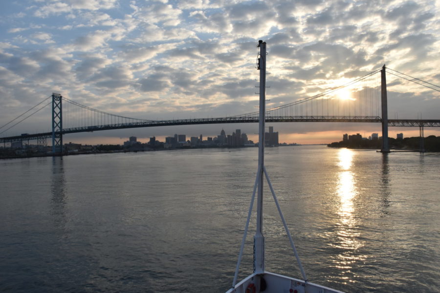 Sailing toward Detroit River