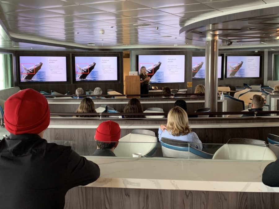 lecture in Ocean Victory's main lounge