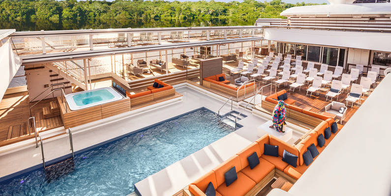  pool deck of the new 230-passenger Hanseatic Inspiration which will be in the Great Lakes in 2023