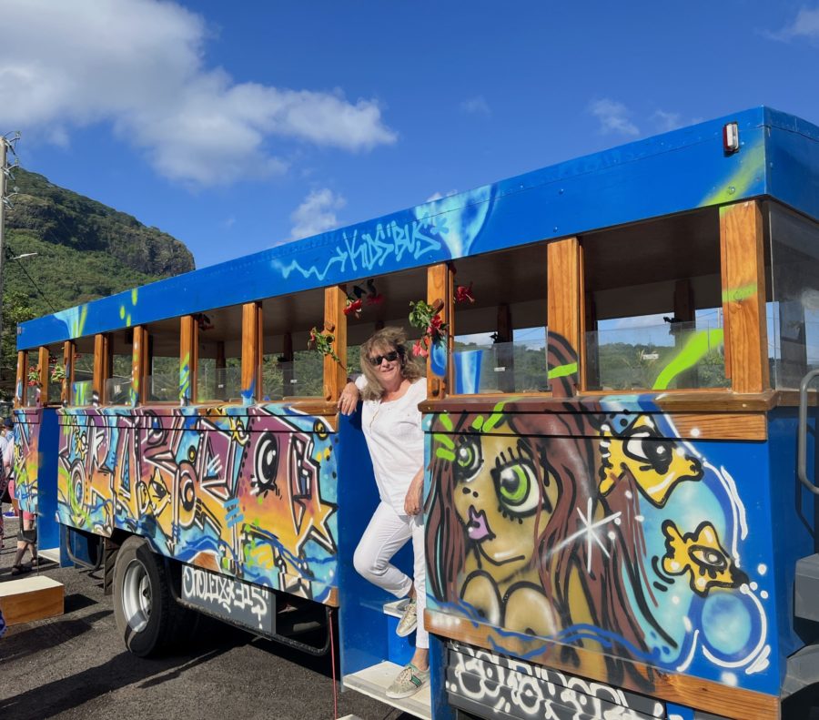 Windstar Tahiti cruise review author Judi's ride for an island tour of Bora Bora on a Tahiti Windstar Cruise