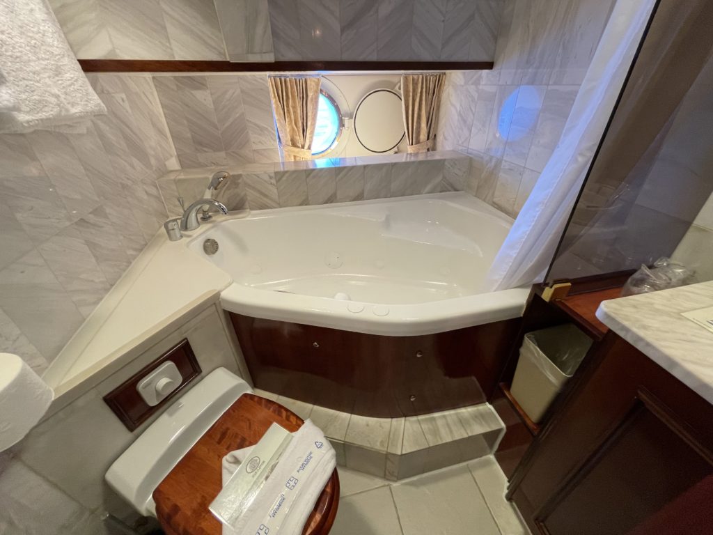 The Owner’s Cabin has a loo with a view on a Star Clipper cruise