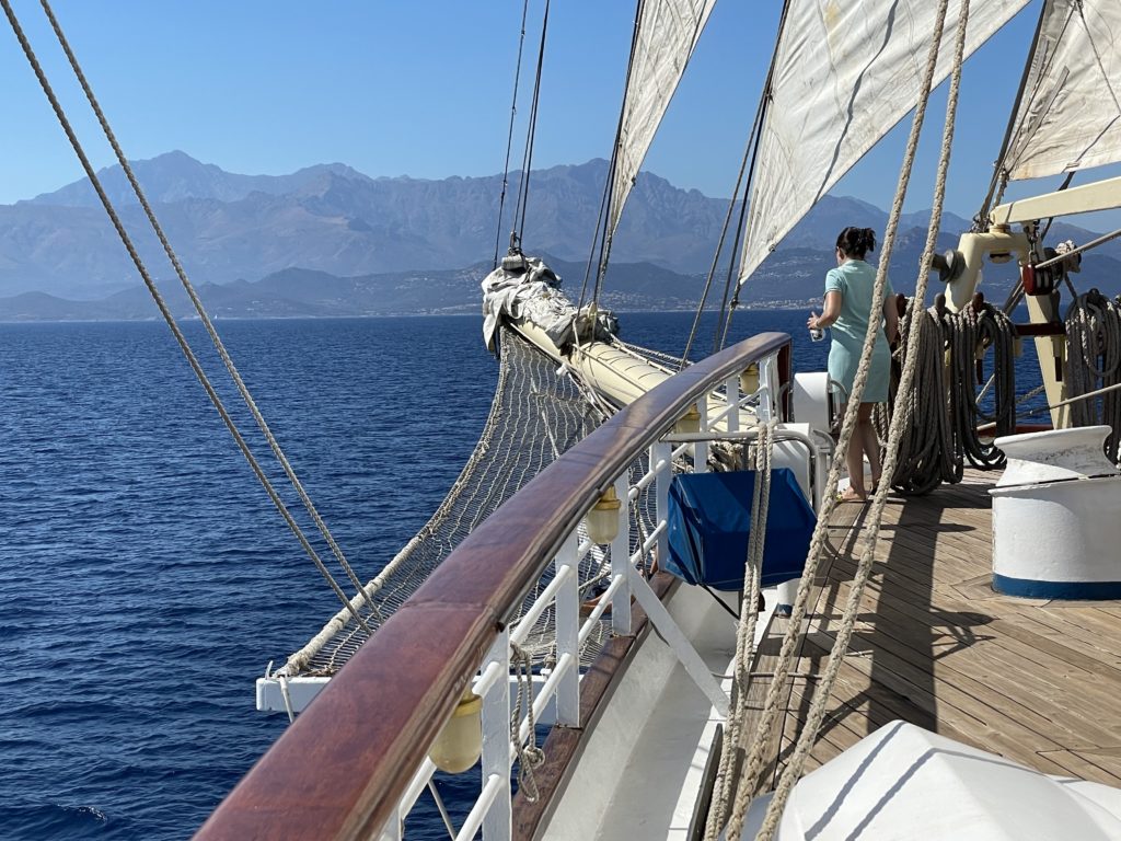Corsica ahead on a Star Clipper cruise