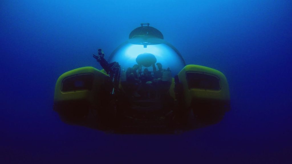 Odyssey is equipped with two Triton submersibles for research and science experiments