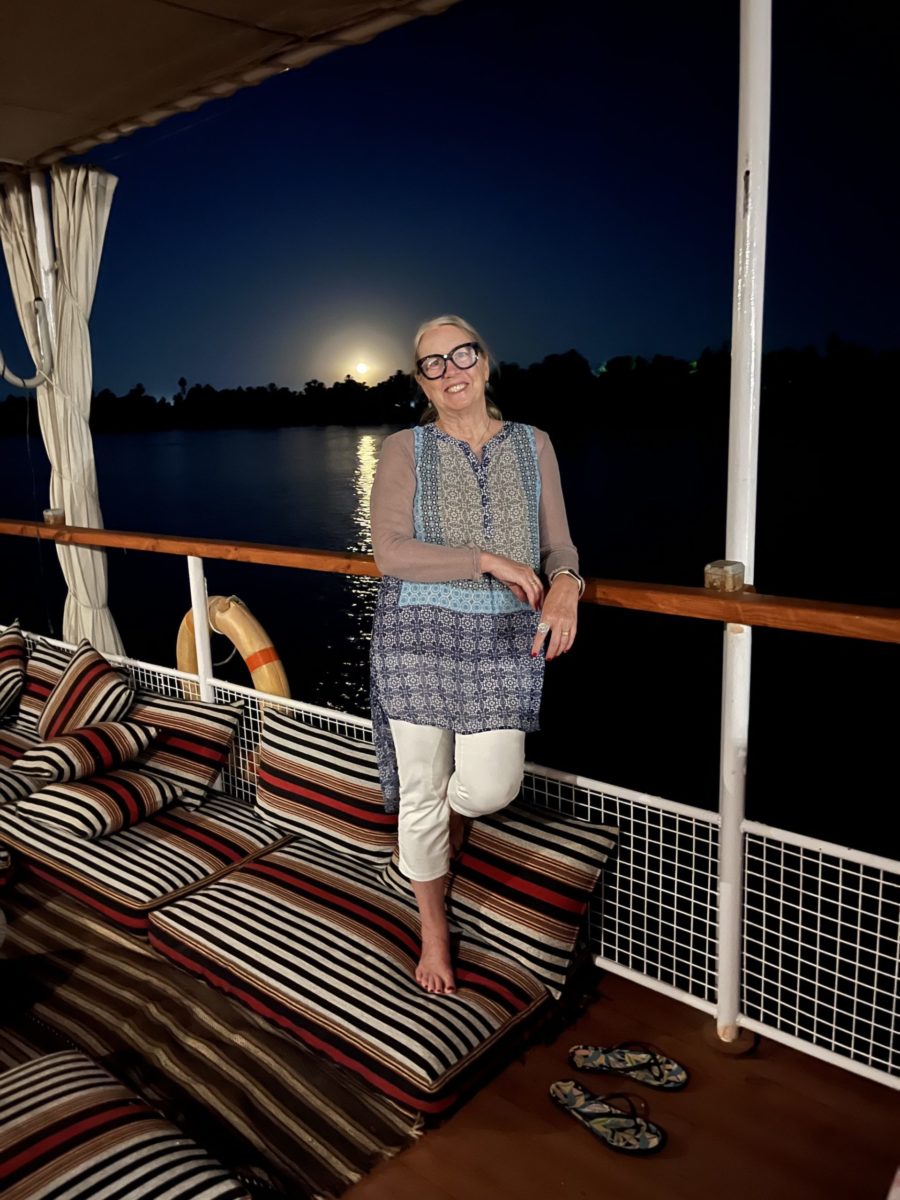 author on deck of Adelaide on a Nile River cruise