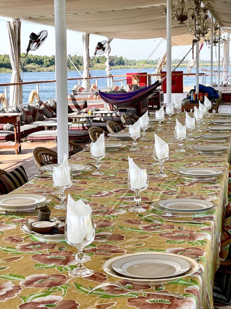 Meals are served up on deck of the Adelaide Nile River cruise