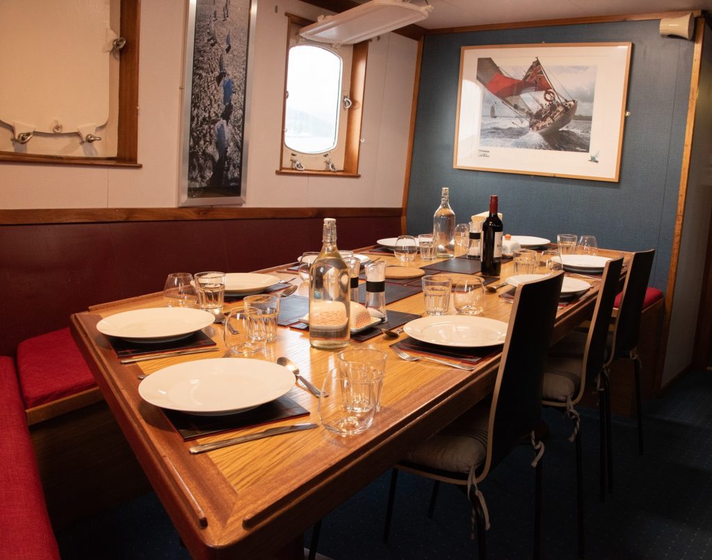 dining table of the Seahorse small Scottish ship