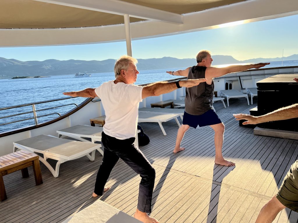 Morning yoga on deck