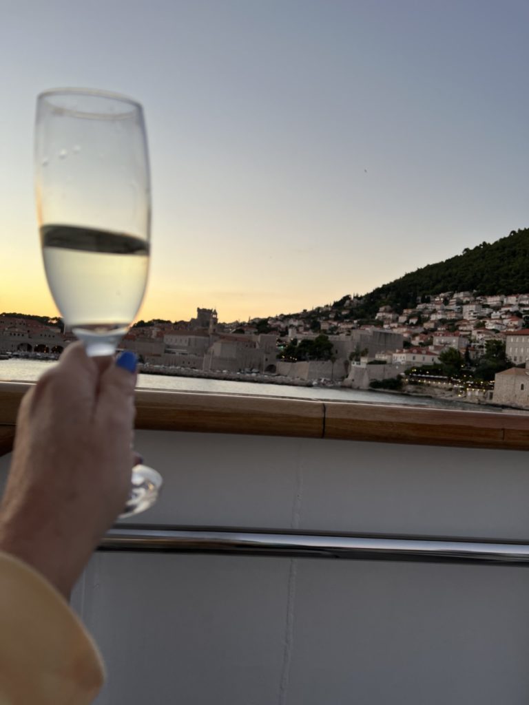 Toasting a lovely Dubrovnik sunset on board the Futura in Croatia