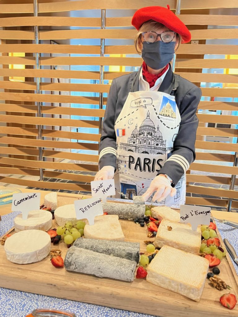 lavish spread of cheese on a Seine River Cruise
