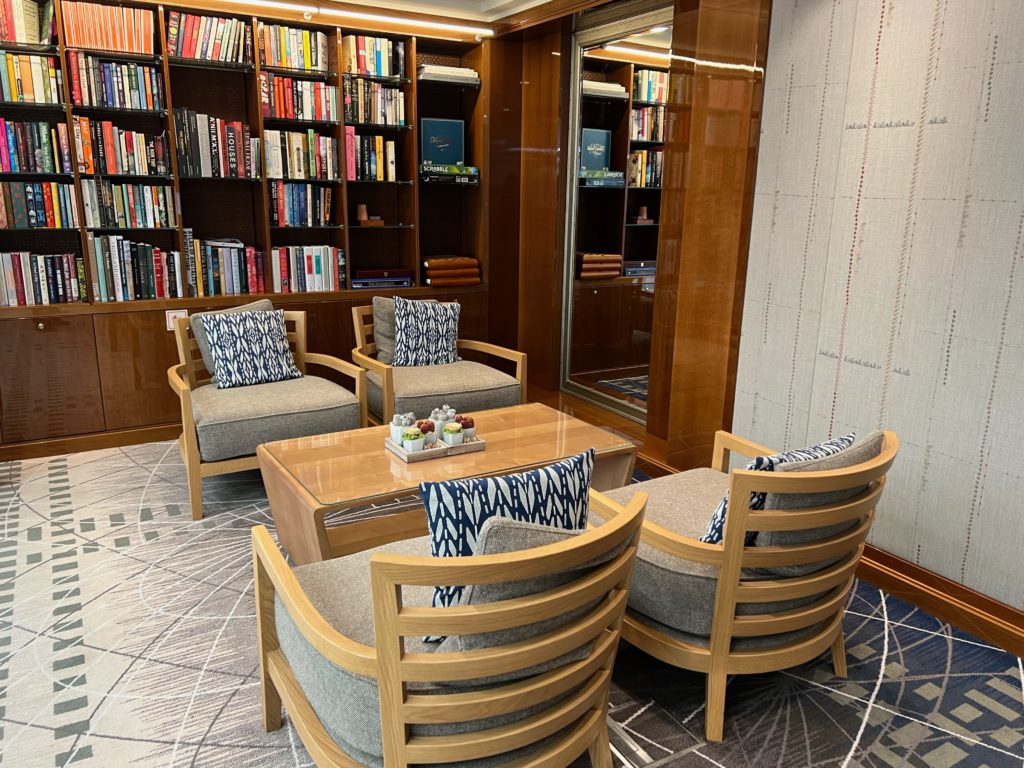 Viking Skaga's library on a Seine River cruise