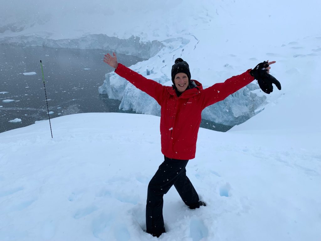 Anne on a snow climb in Antarctica