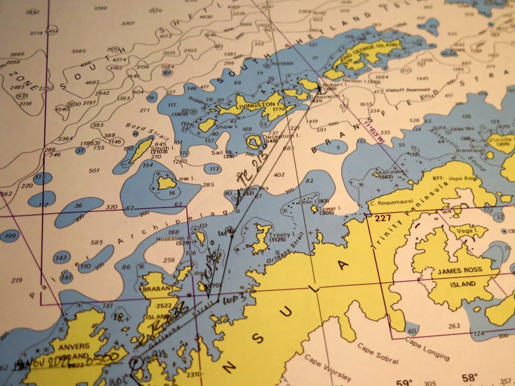 course chart of our Silver Endeavour Antarctica cruise
