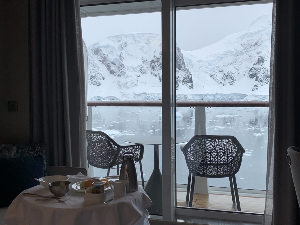 balcony on the Silver Endeavour in Antarctica