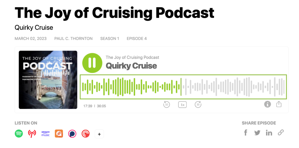 Paul C Thornton's The Joy of Cruising Podcast
