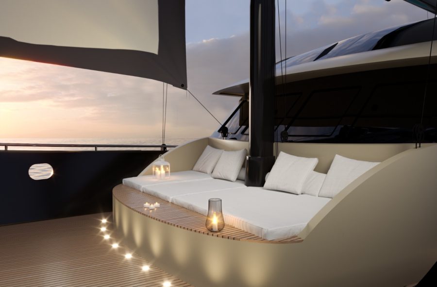top deck of the 8-pax Santa Clara, a luxury Croatia yacht charter